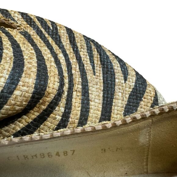 Stuart Weitzman Zebra Print Striped Raffia Espadrilles Flats - Picture 3 of 10